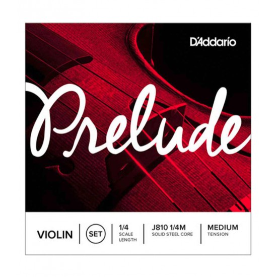 D'Addario J810 1/4M Prelude Violin String Set 1/4 Scale, Medium Tension  