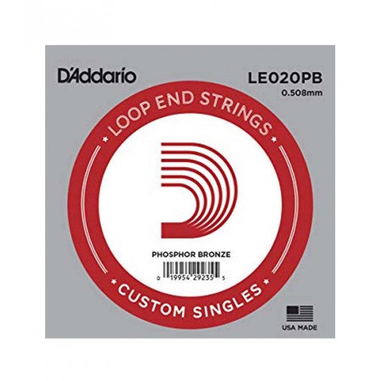 D'Addario LE020PB Acoustic Guitar Single String Phosphor Bronze Loop 0.20 Gauge