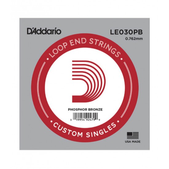D'Addario LE030PB Acoustic Guitar Single String - Phosphor Bronze Loop 0.30 Gauge