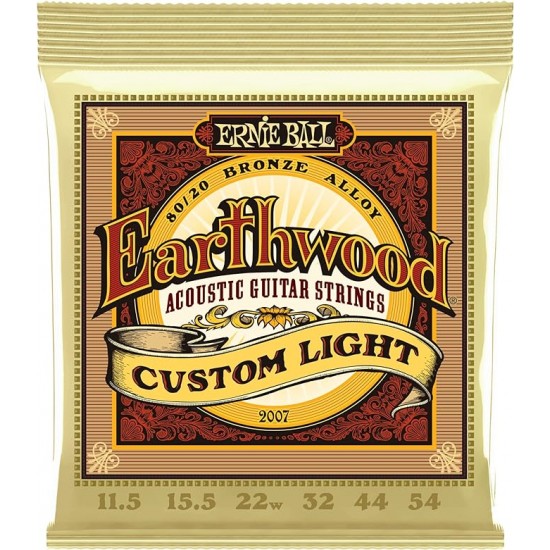 Ernie Ball Earthwood Custom Light 80/20 Bronze Acoustic Guitar Strings - 11.5-54 Gauge - P02007