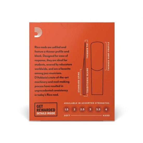 D'Addario RJA1015 Rico Alto Sax Reeds - Strength 1.5 (10-Pack) D'Addario RJA1015 Rico Alto Sax Reeds - Strength 1.5 (10-Pack)