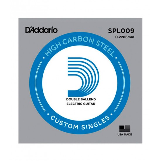 D'Addario SPL009 Single String High Carbon Steel 0.09 Gauge Double Ball End for Steinberger Electric Headless Guitars  