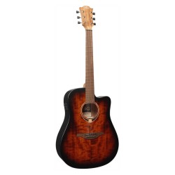 Lag T70DCE Dreadnought Electro Acoustic Guitar - Black & Brown Finish