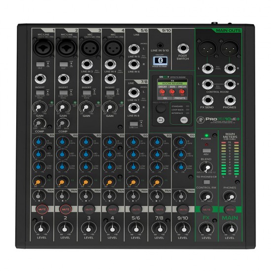Mackie ProFX10v3+ 10-Channel Analog Mixer with Enhanced FX, USB Recording Modes, and Bluetooth