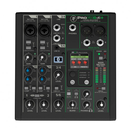 Mackie ProFX6v3+ 6-Channel Analog Mixer with Enhanced FX, USB Recording Modes, and Bluetooth
