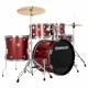 Ludwig LC19514 Accent 5-piece Complete Drum Set with 22 inch Bass Drum and Wuhan Cymbals - Red Sparkle