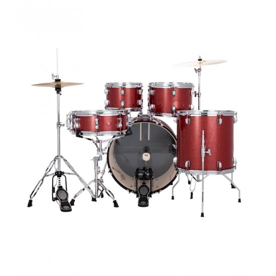Ludwig LC19514 Accent 5-piece Complete Drum Set with 22 inch Bass Drum and Wuhan Cymbals - Red Sparkle