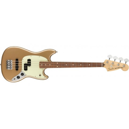 Fender 0144053553 Electric Guitar Player Mustang Bass PJ Guitar Pau Ferro Fingerboard - Firemist Gold