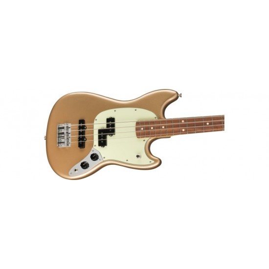 Fender 0144053553 Electric Guitar Player Mustang Bass PJ Guitar Pau Ferro Fingerboard - Firemist Gold