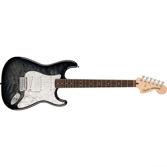 Fender 0378034539 Squier FSR Affinity Stratocaster Electric Guitar QMT Laurel Fingerboard - Black Burst  