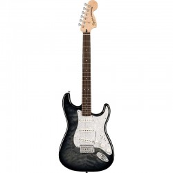 Fender 0378034539 Squier FSR Affinity Stratocaster Electric Guitar QMT Laurel Fingerboard - Black Burst  