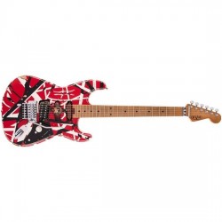 EVH 5107900503 Striped Series Frankie Relic (Red w/ Black & White Stripes)