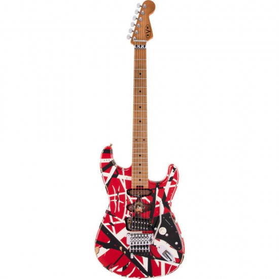 EVH 5107900503 Striped Series Frankie Relic (Red w/ Black & White Stripes)