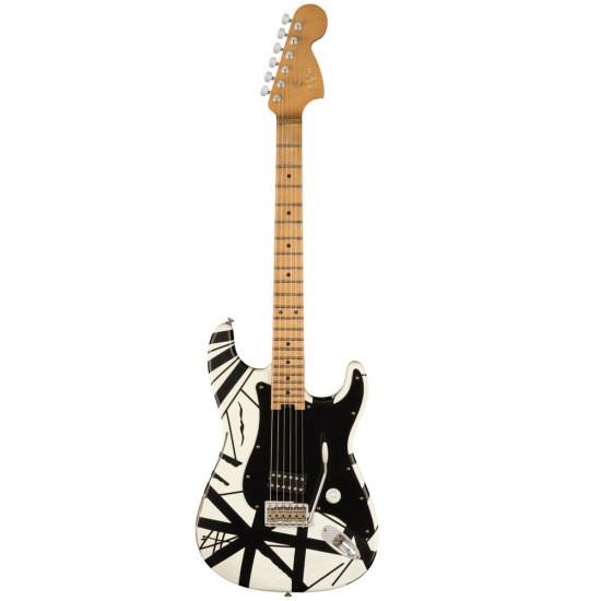 EVH 5107900576 Striped Series '78 Eruption White Electric Guitar w/ Black Stripes Relic 