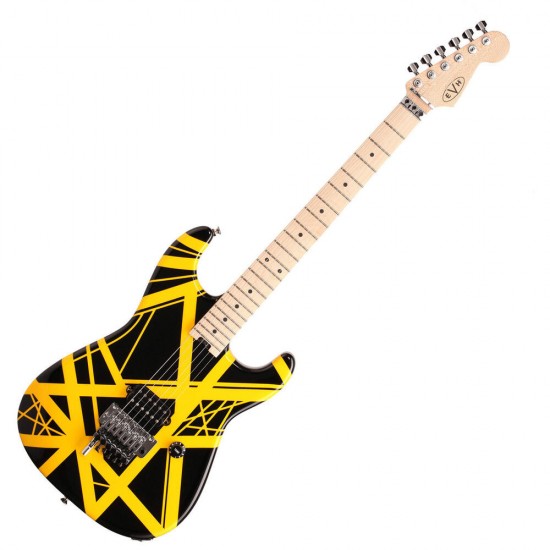 EVH 5107902528 Tribute Striped Series Electric Guitar in Black and Yellow
