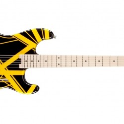 EVH 5107902528 Tribute Striped Series Electric Guitar in Black and Yellow