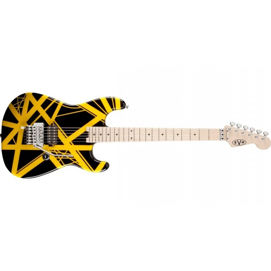 EVH 5107902528 Tribute Striped Series Electric Guitar in Black and Yellow