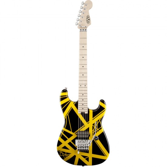 EVH 5107902528 Tribute Striped Series Electric Guitar in Black and Yellow