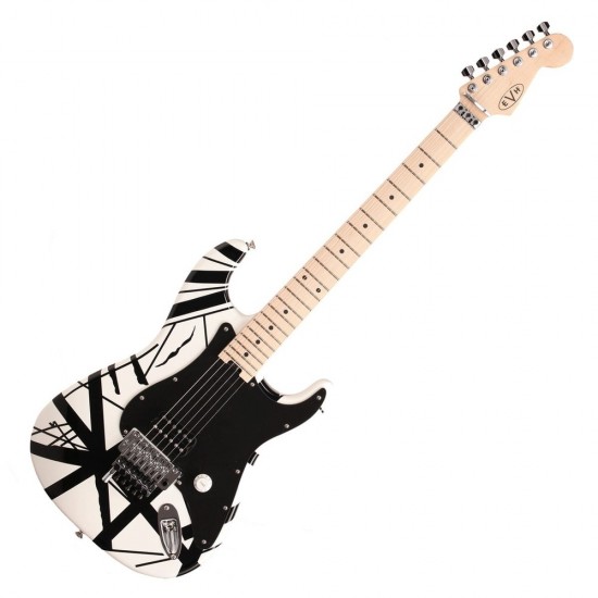 EVH 5107902576 Striped Series Electric Guitar - White w/ Black Stripes