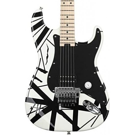 EVH 5107902576 Striped Series Electric Guitar - White w/ Black Stripes