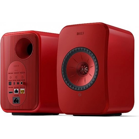 KEF LSX II Active Bookshelf Speaker - Pair - Lava Red