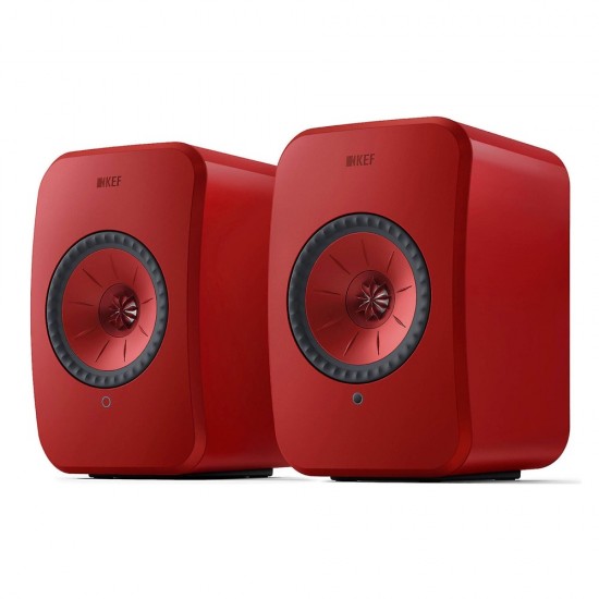 KEF LSX II Active Bookshelf Speaker - Pair - Lava Red