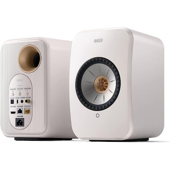 KEF LSX II Active Bookshelf Speaker - Pair -  Mineral White