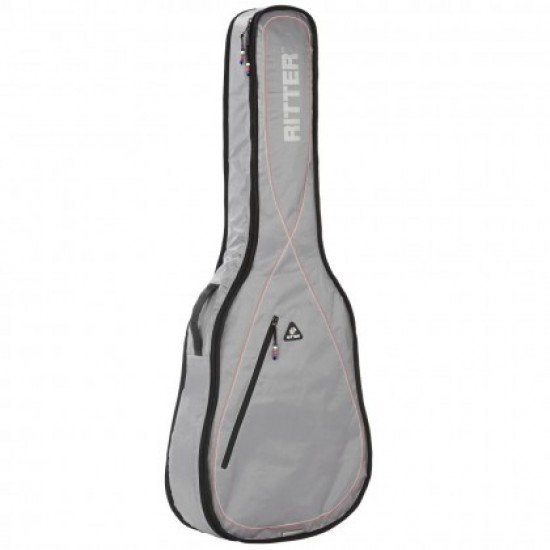 Ritter Performance RGP2DSRW Acoustic Dreadnought Guitar Bag -  Silver Grey/Red/White   