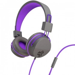 JLab JBuddies Studio Wired On Ear Kids Headset Grey Purple