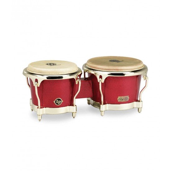 Latin Percussion LP794VARG Galaxy Fiberglass Fausto CuevesIII Bongos Arena Red Sparkle Finish Gold Hardware