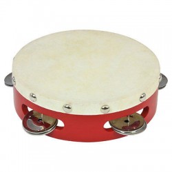 Percussion Plus PP038 Tambourine  6" Red  With Goatskin