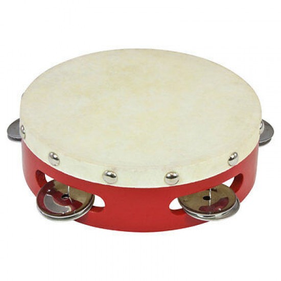 Percussion Plus PP038 Tambourine  6" Red  With Goatskin