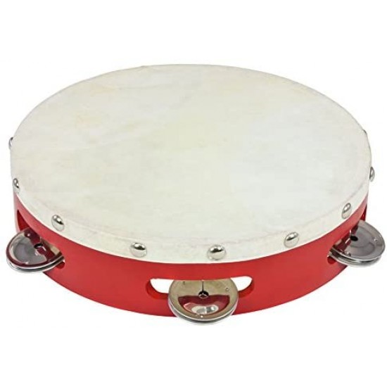 Percussion Plus PP040 Tambourine  8" Red  With Goatskin