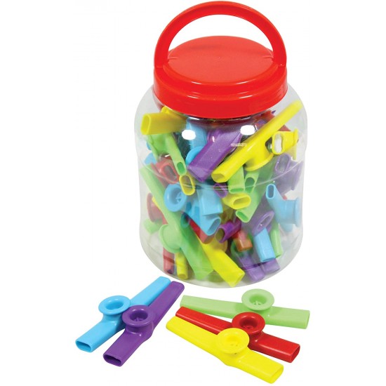 Percussion Plus tub of 30 colourful plastic kazoos