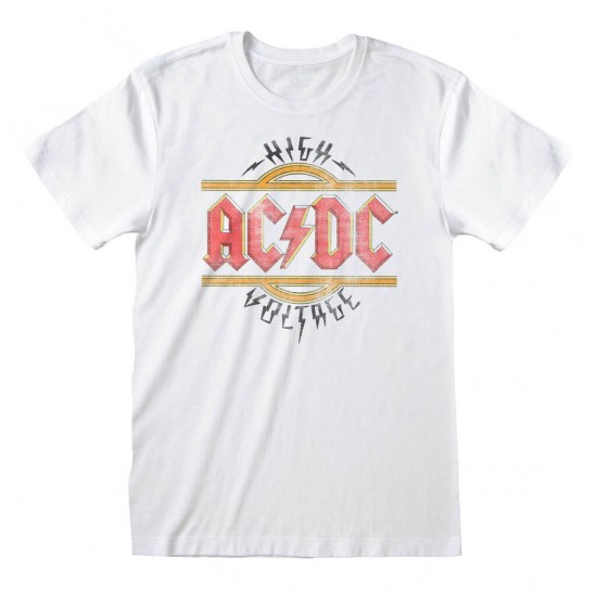 AcDc Logo Amplified Vintage White Large T Shirt - 5054488703934