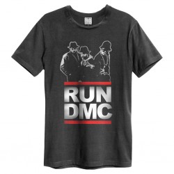 Run Dmc Logo Amplified Large Vintage Charcoal T Shirt - 5022315083955