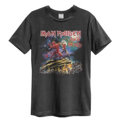 Amplified Vintage Charcoal Large T Shirt - Iron Maiden Run To The Hills - 5054488162717