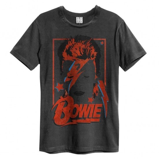 Amplified Vintage Charcoal Medium T-Shirt - David Bowie Aladdin Sane - 5054488306869