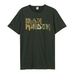 Amplified Vintage Charcoal Medium T Shirt - Iron Maiden Eddies Logo - 5054488307286