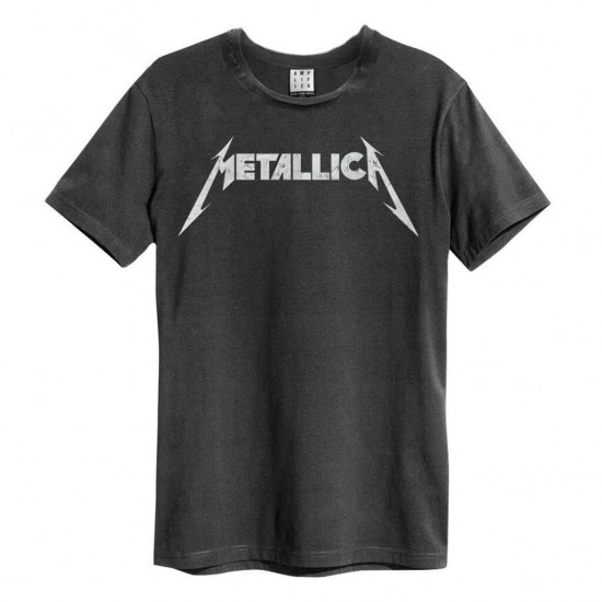 Amplified Vintage Charcoal Medium T Shirt - Metallica Logo - 5054488307347