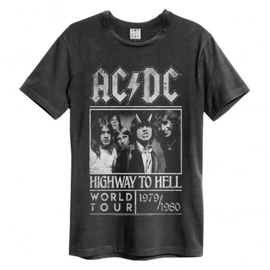 Ac/Dc Highway To Hell Poster Amplified Vintage Charcoal Large T Shirt - 5054488346735
