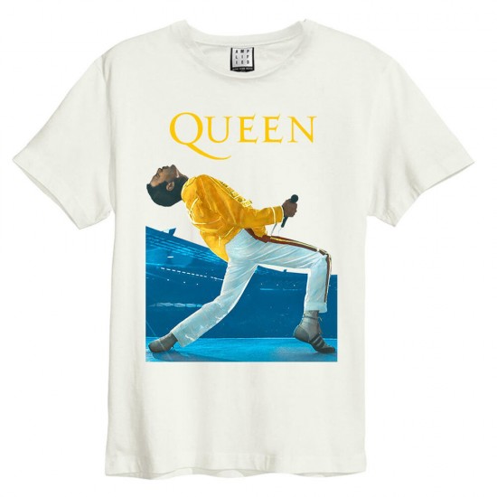 Amplified Vintage White Large T Shirt - Queen - Freddie Triangle - 5054488392794