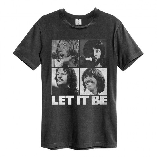 Amplified Vintage Charcoal Large T Shirt - The Beatles Let It Be - 5054488392916