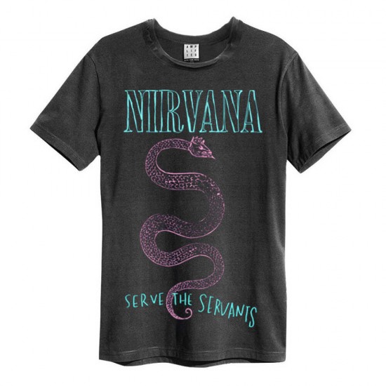 Amplified Vintage Charcoal Medium T Shirt - Nirvana Serve The Serpents - 5054488393265