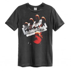 Judas Priest British Steel Amplified Vintage Charcoal Large T Shirt-5054488485564