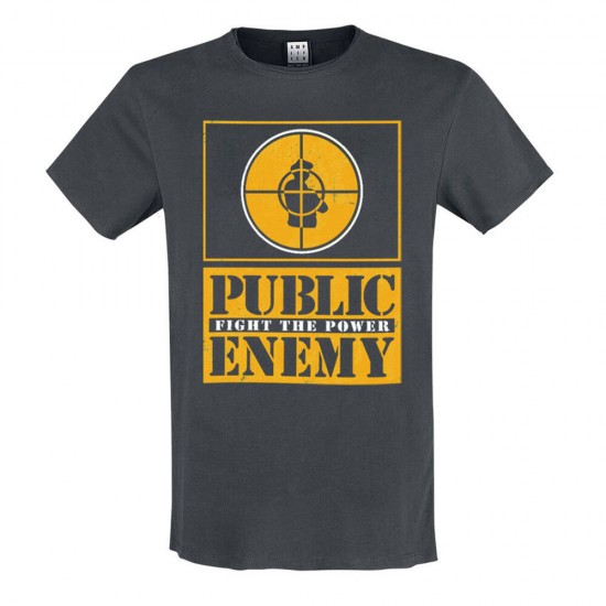 Amplified Vintage Charcoal Small T Shirt - Public Enemy - Yellow Fight The Power - 5054488588647