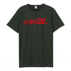 Amplified Vintage Charcoal T-Shirt - Gorillaz Logo -5054488695505