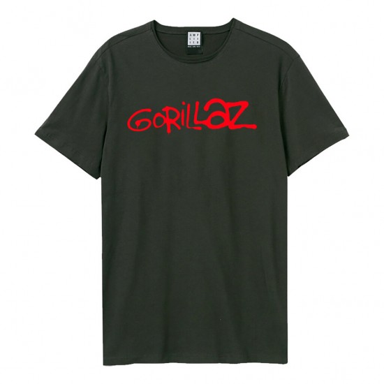 Amplified Vintage Charcoal T-Shirt - Gorillaz Logo -5054488695505