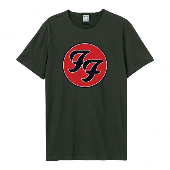 Amplified Large Vintage Charcoal T Shirt - Foo Fighters - Double F Logo - 5054488795076