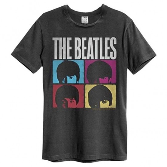 BEATLES - Hard Days Night Amplified Vintage Charcoal Small T-Shirt - 5054488307453
